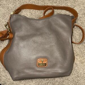 Valentina  Gray and Tan Hobo Shoulder Bag like new